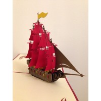 Handmade 3D Pop Up Card Galleon Sailing Boat Spanish Amanda Birthday Valentines Day Anniversary Father's Day Mother's Day Leaving Holiday Retirement Blank Card